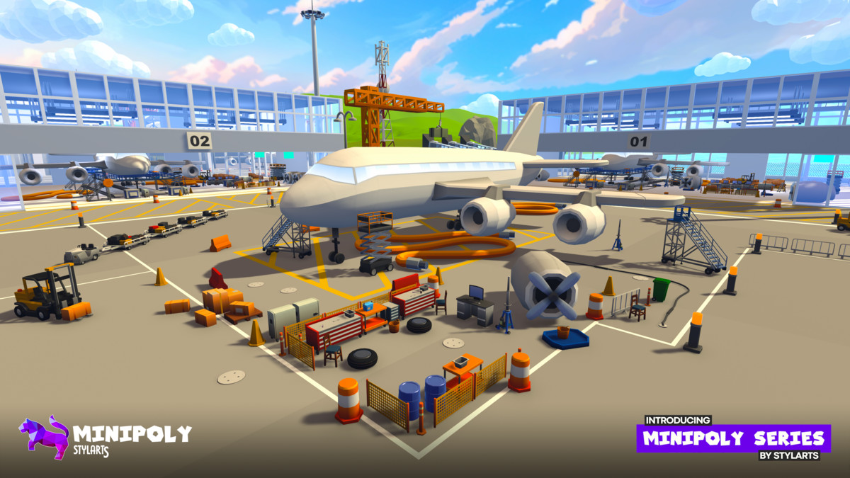 Modular Airport Fatpack - Minipoly Series ( Stylized Lowpoly Environment )