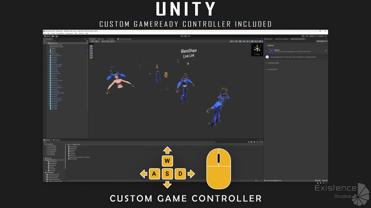 Blue Vortex – Stylized Sci-Fi Shooter Girl