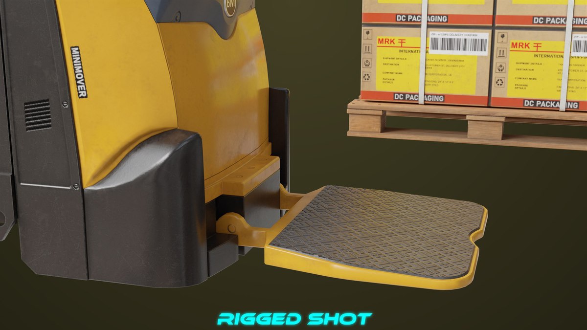 Forklift with Pallet 01 Yellow URP HDRP Textures