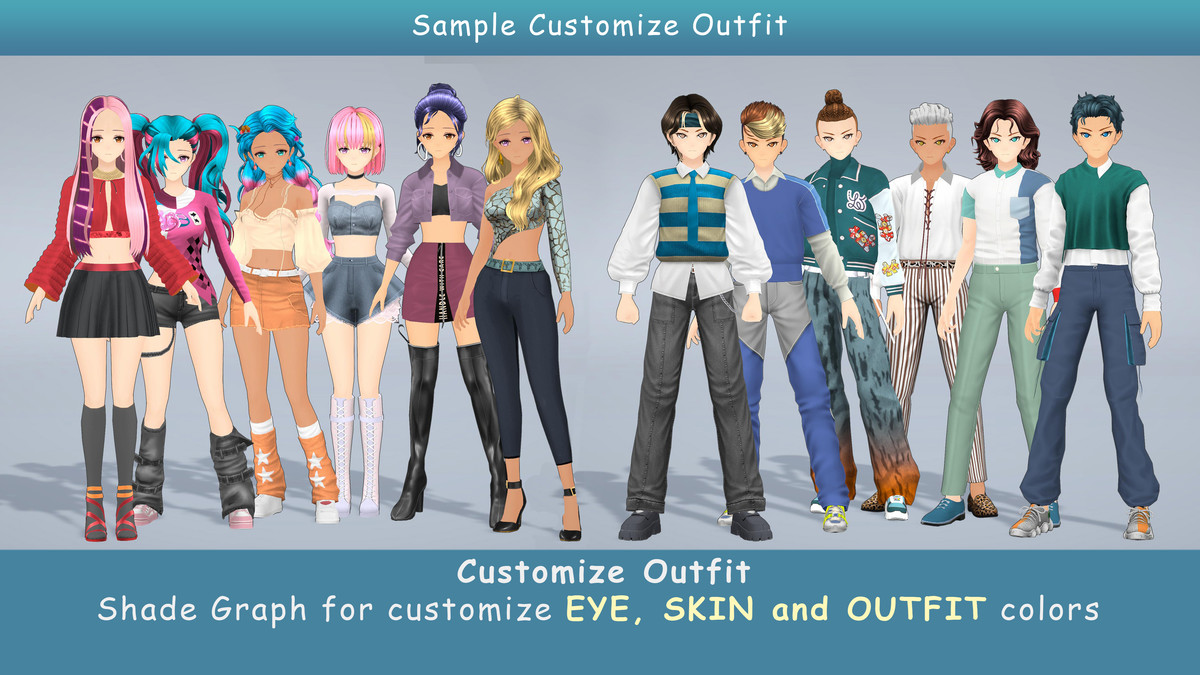 Anime Character Dancer - Combo 3 (12 outfits)