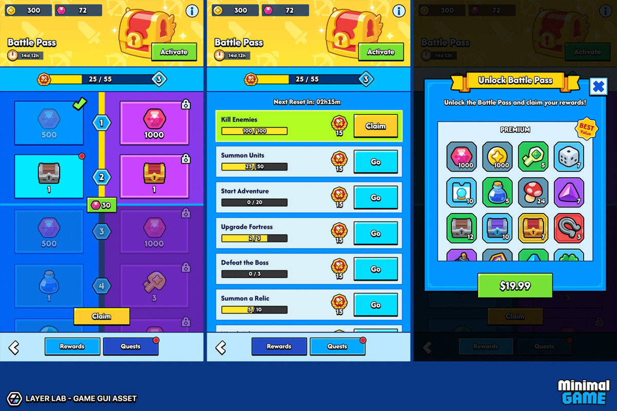 GUI Pro - Minimal Game Blue(+PSD)