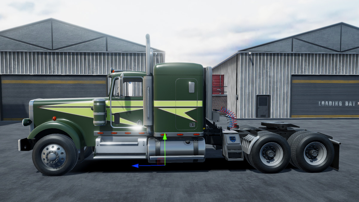 Semitruck with dump trailer