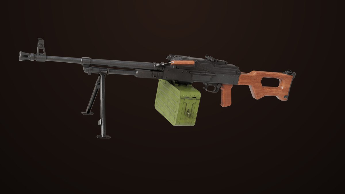 Machine Gun 11 Wood handle URP HDRP Textures