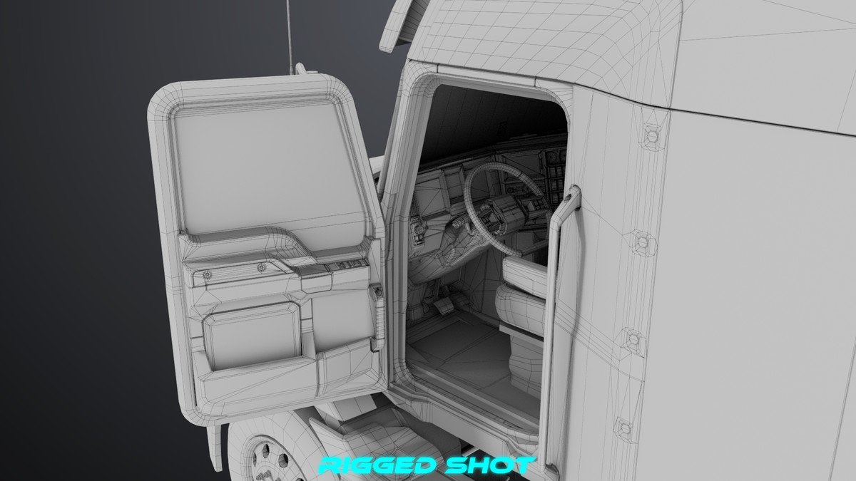 Heavy Truck Chassis 05 White Interior URP HDRP Textures