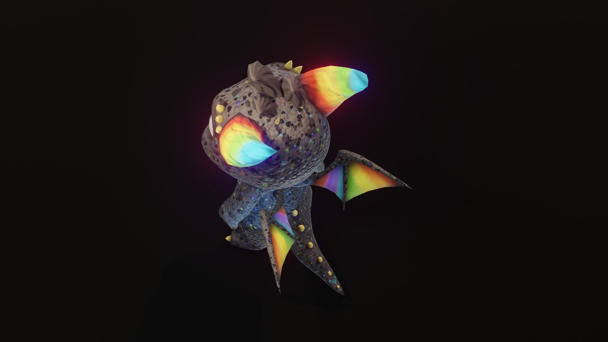 Cartoon Rainbow Dragon 3D Model (Low-Poly, Game-Ready, Animated, Built-In)