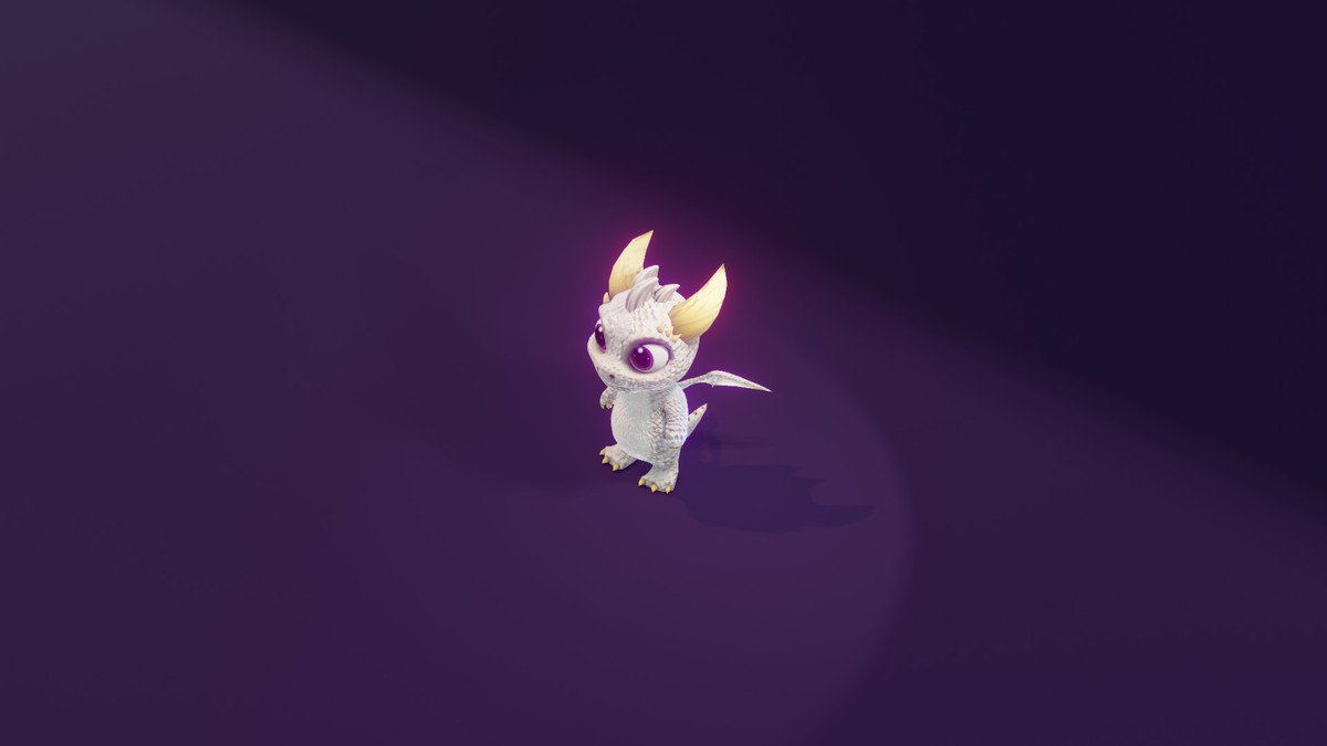Cartoon White Dragon 3D Model (Low-Poly, Game-Ready, Animated, Built-In)