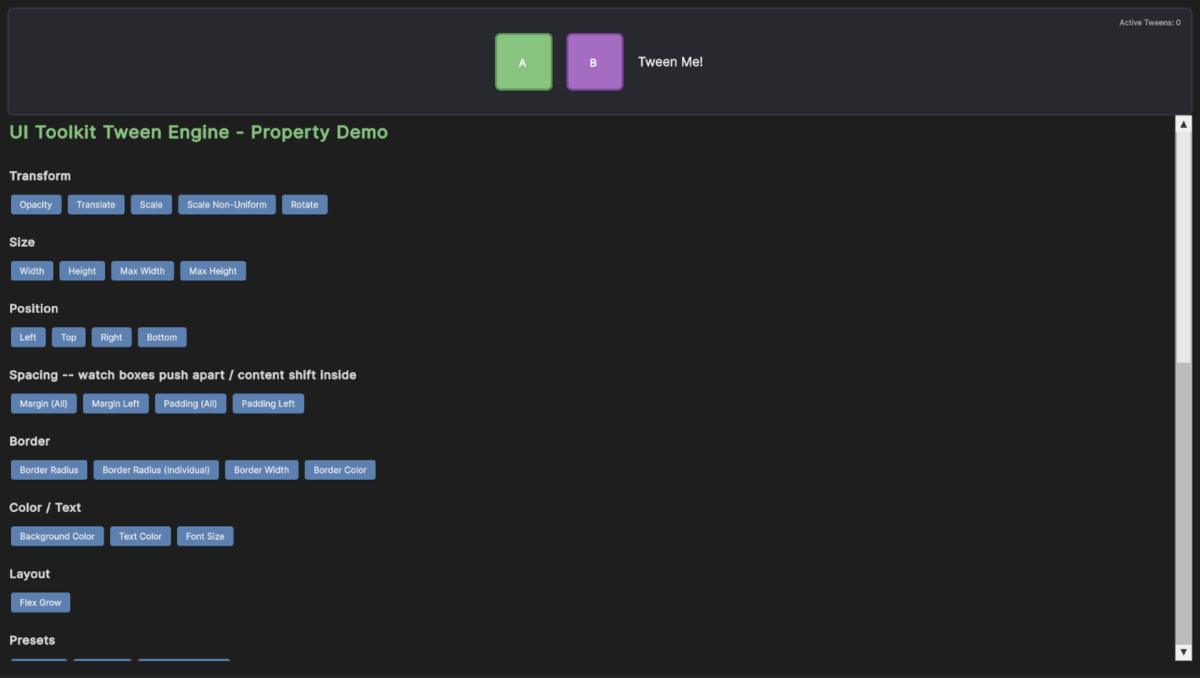 UI Toolkit: Tween Engine