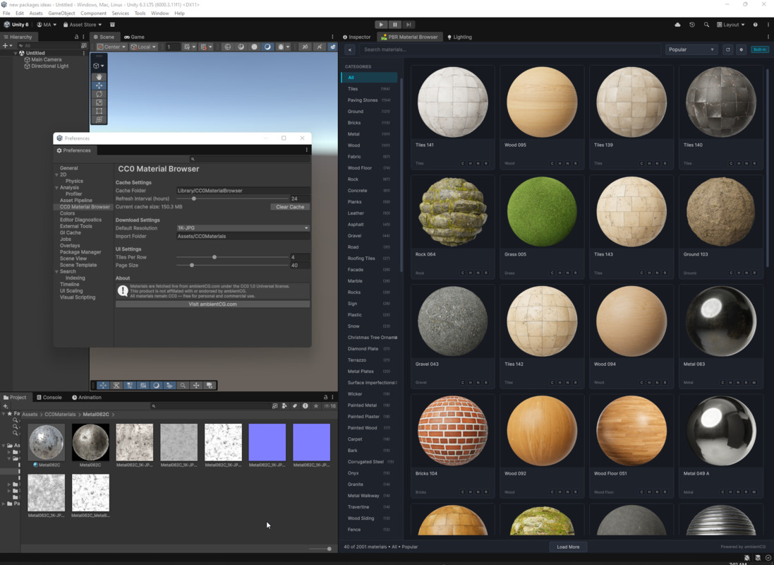 CC0 PBR Material Library for Unity