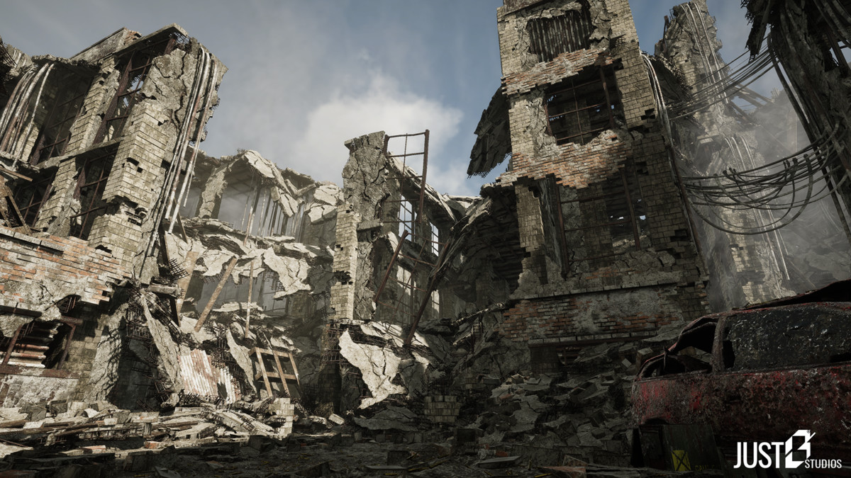 Modular Destruction Site Environment (Ruins,Destroyed,Buildings)