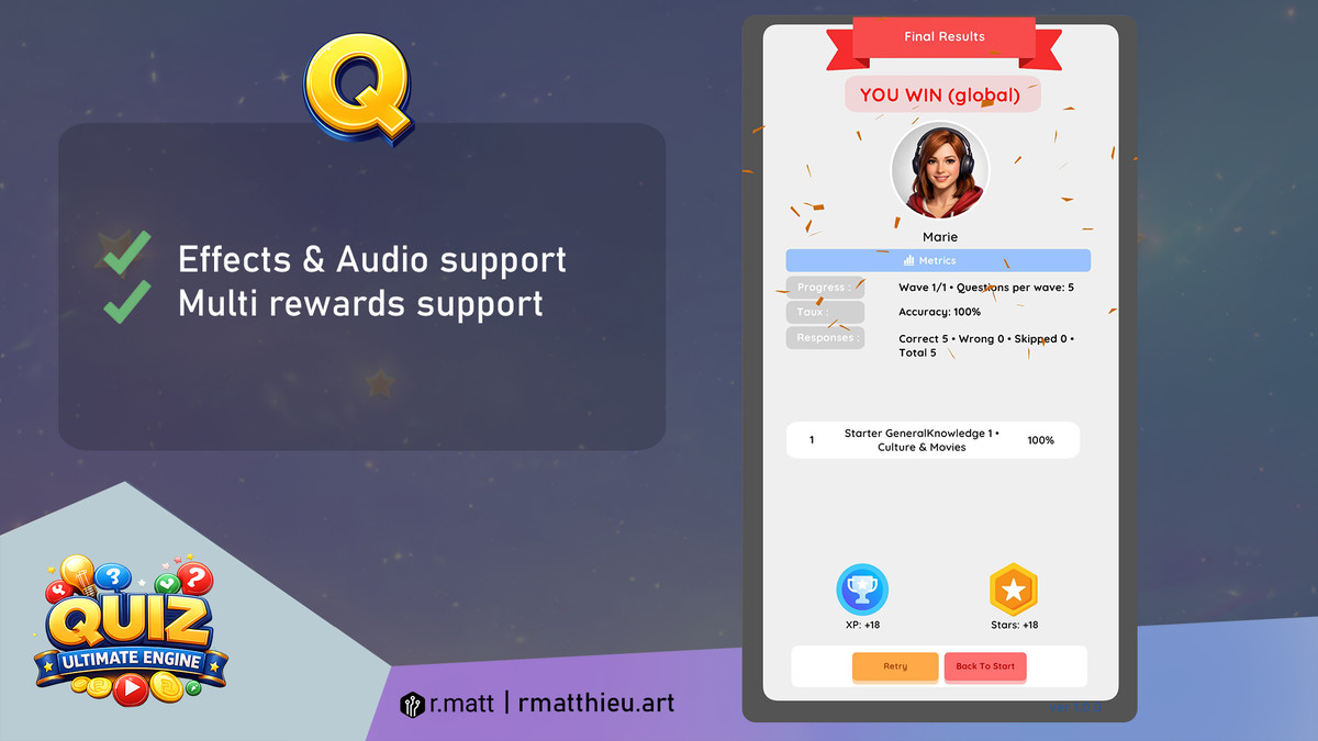 Quiz Ultimate Engine – Quiz System (No-Code, Mobile, WebGL)