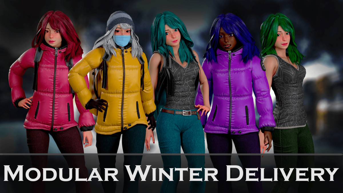 Winter Delivery Girl – Game Ready Modular Character Pack