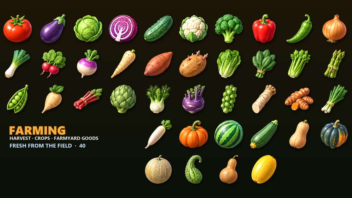 Farming & Harvest Icons - 276 Crop Items