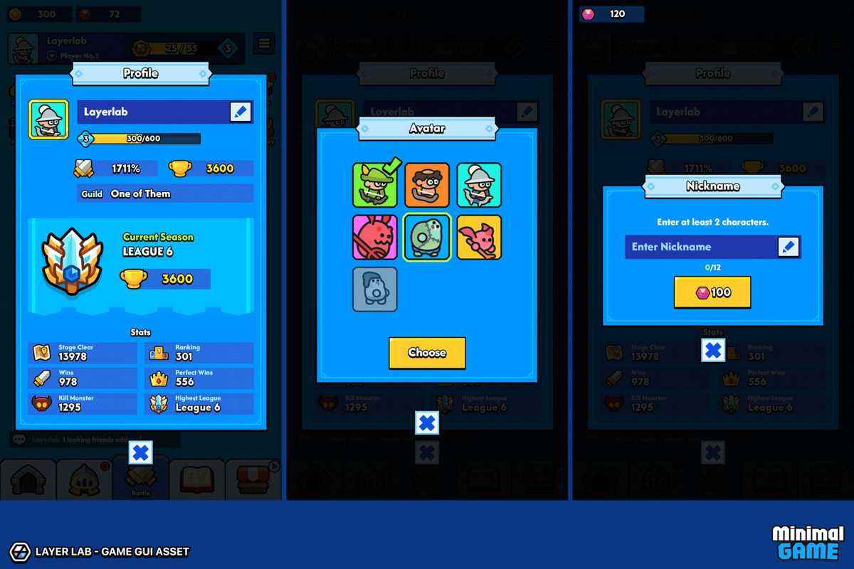 GUI Pro - Minimal Game Blue(+PSD)