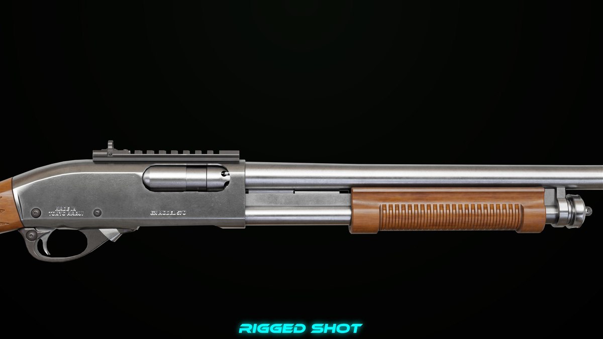 Long Shotgun 01 Wood and Black Single Mat URP HDRP Textures