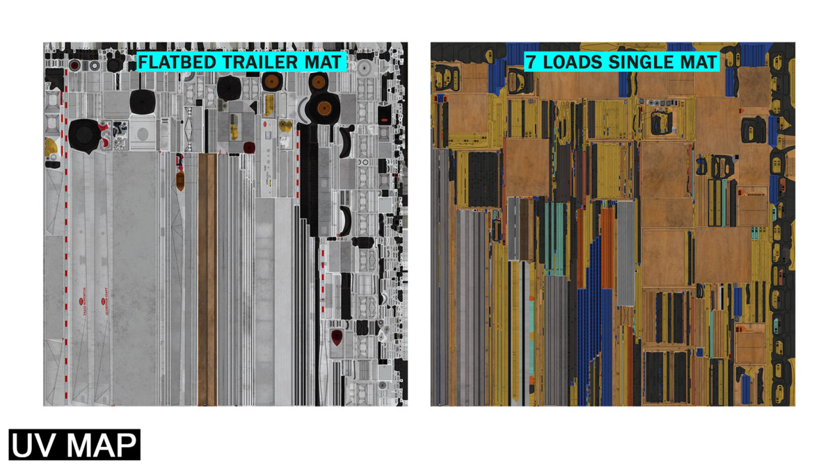 Heavy Truck 04 Flatbed Load Trailer URP HDRP Textures