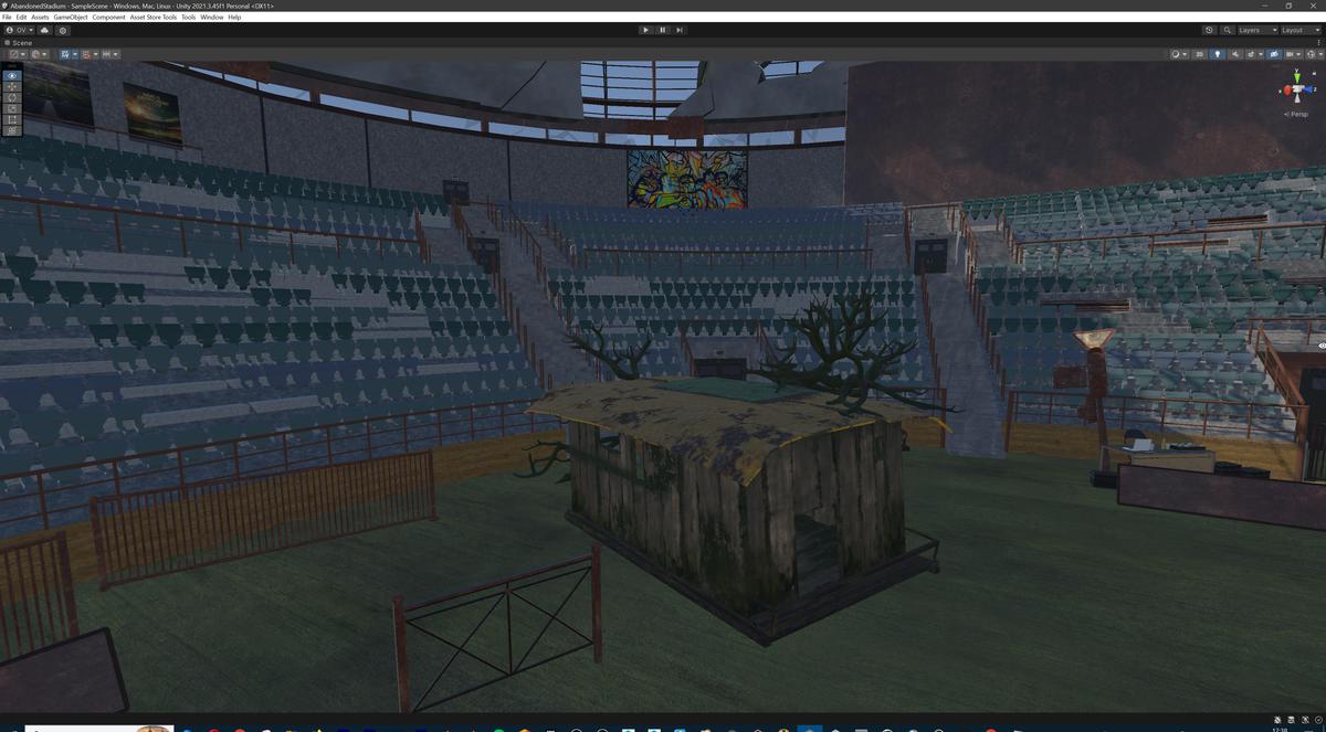 Abandoned Post-Apocalyptic Football Stadium - Modular Environment 3d Level