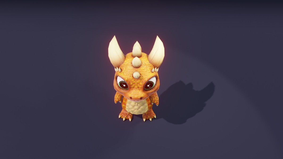 Cartoon Orange Dinosaur 3D Model (Low-Poly, Game-Ready, Animated, Built-In)