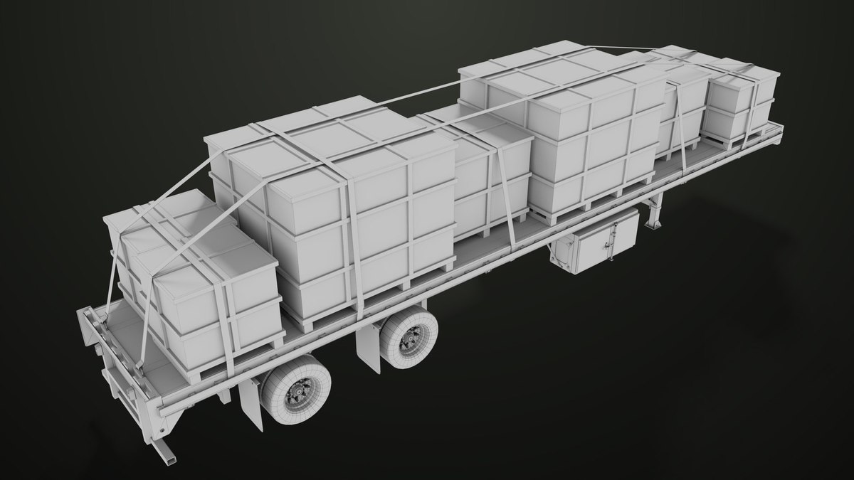 Flatbed Trailer with 7 Loads Single Mat URP HDRP Textures