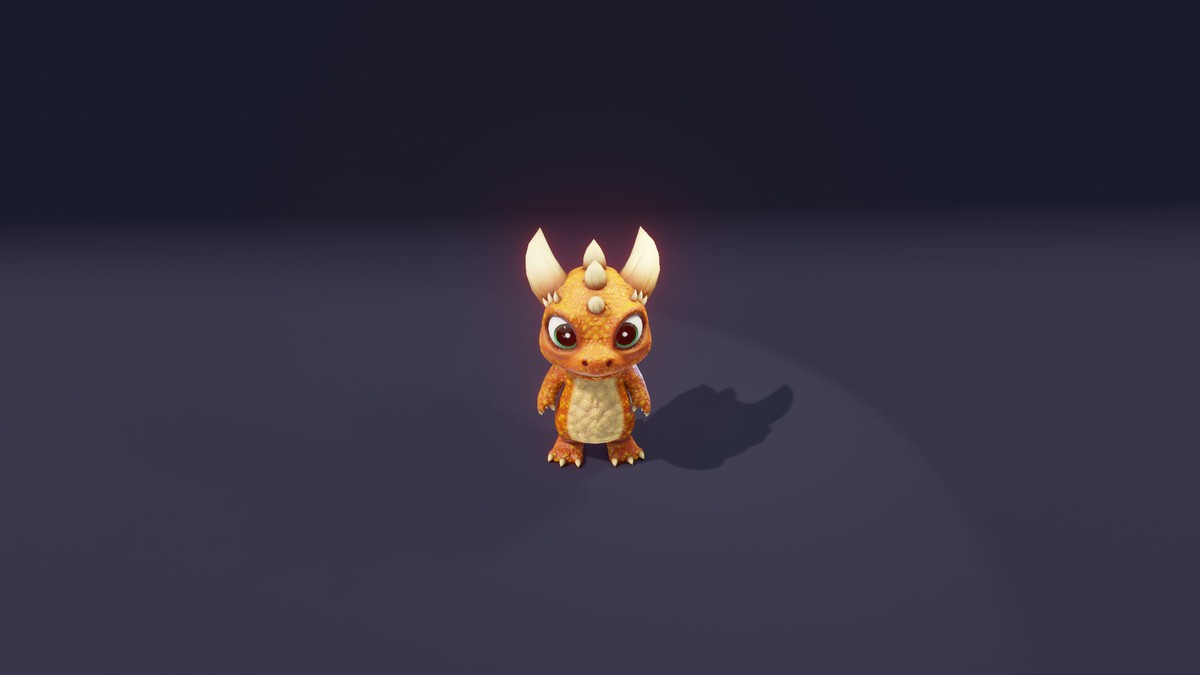 Cartoon Orange Dinosaur 3D Model (Low-Poly, Game-Ready, Animated, Built-In)