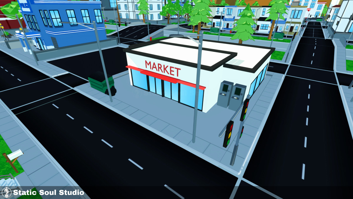 Low Poly City Pack – Modular Buildings, Roads & Props