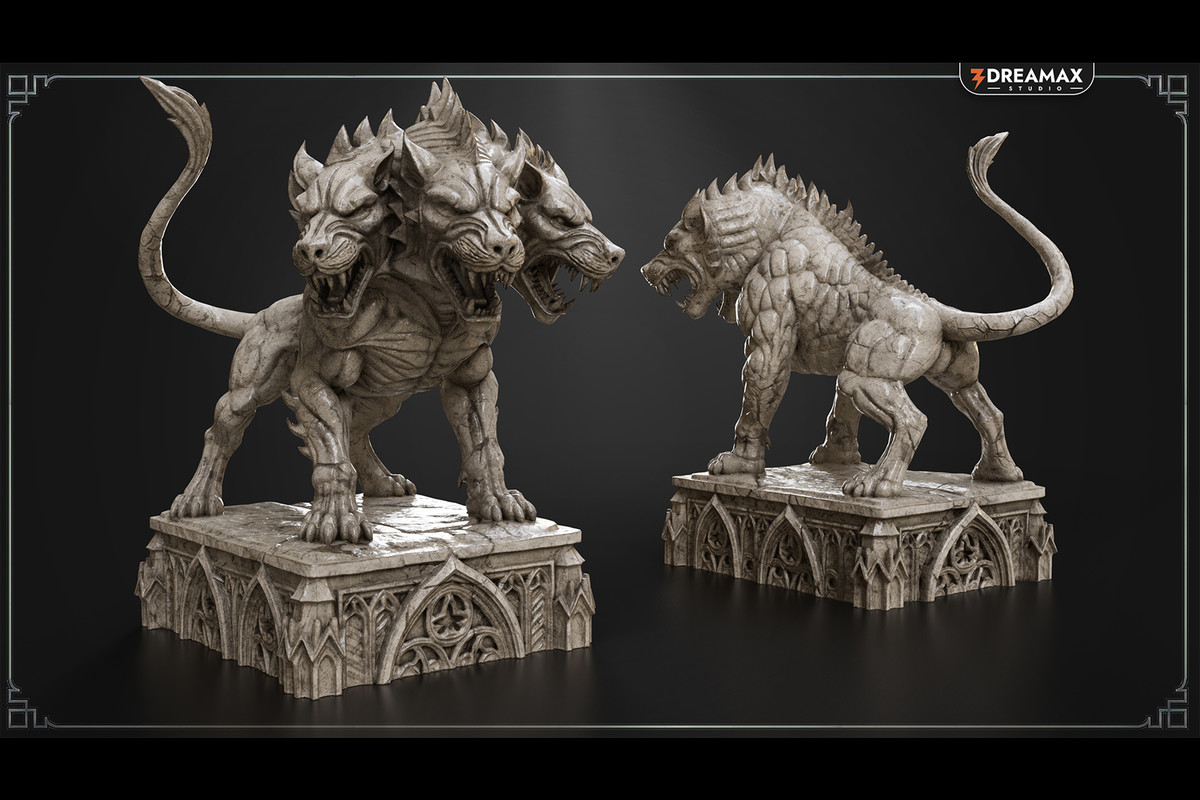 Hellhound Dungeon Statue – Dark Fantasy Guardian
