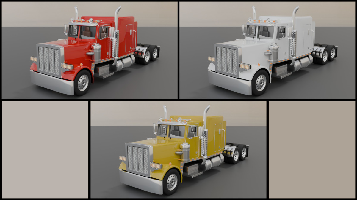 Realistic American Semi Truck + Container Trailer (11 Truck + 7 Trailer Colors)
