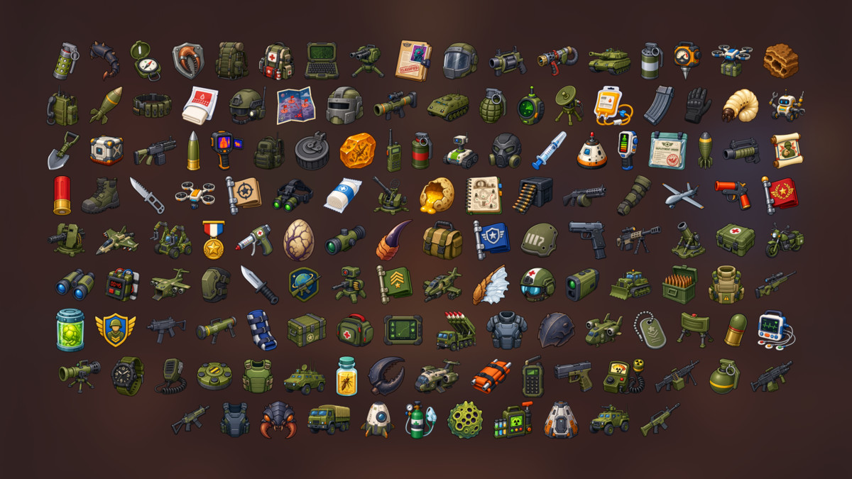 Alien Invasion Military Xenobiology Tactical Research Icons Pack