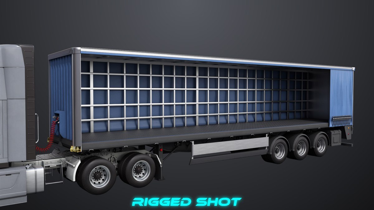 Heavy Truck 05 Curtainsider Trailer URP HDRP Textures