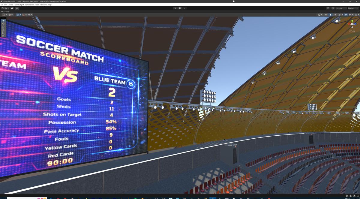 Modular Soccer Football Stadium Arena With 4 Roofs - Sport Environment 3d Level