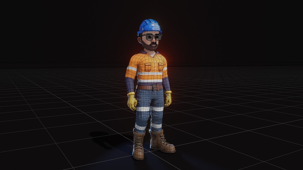 Stylized Male Worker 3D Model – Animated & Customizable (Game-Ready, Built-In)