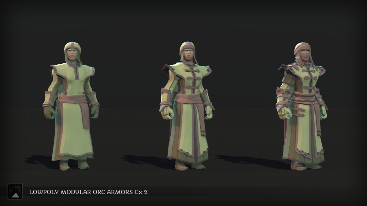 Low Poly Orcs Modular Armors Ex2 - LOWPOLY MEDIEVAL FANTASY SERIES