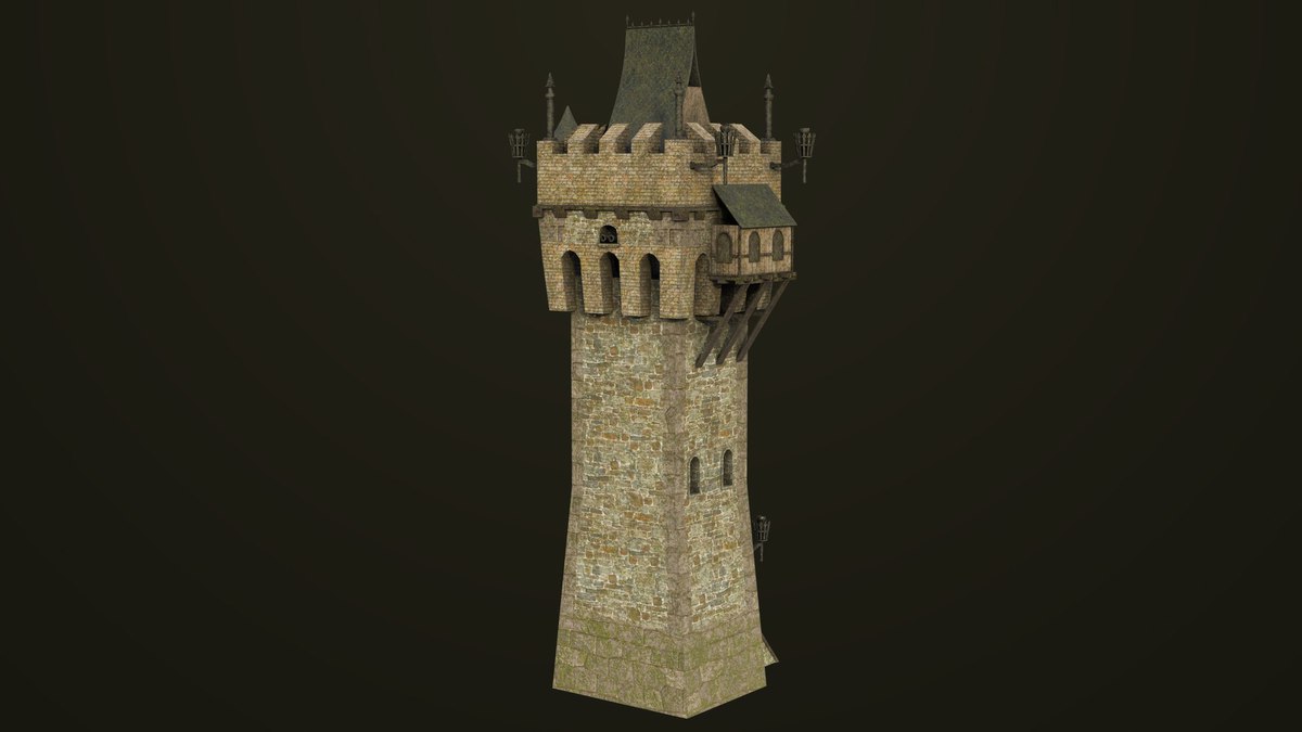 Old Castle Watch Tower 01 URP HDRP Textures