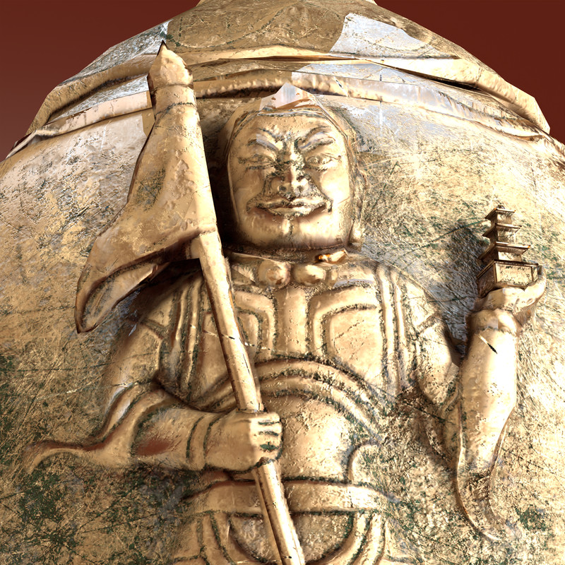 Ancient Buddhist Vajra Bell (Geumgangryeong) Low Poly PBR