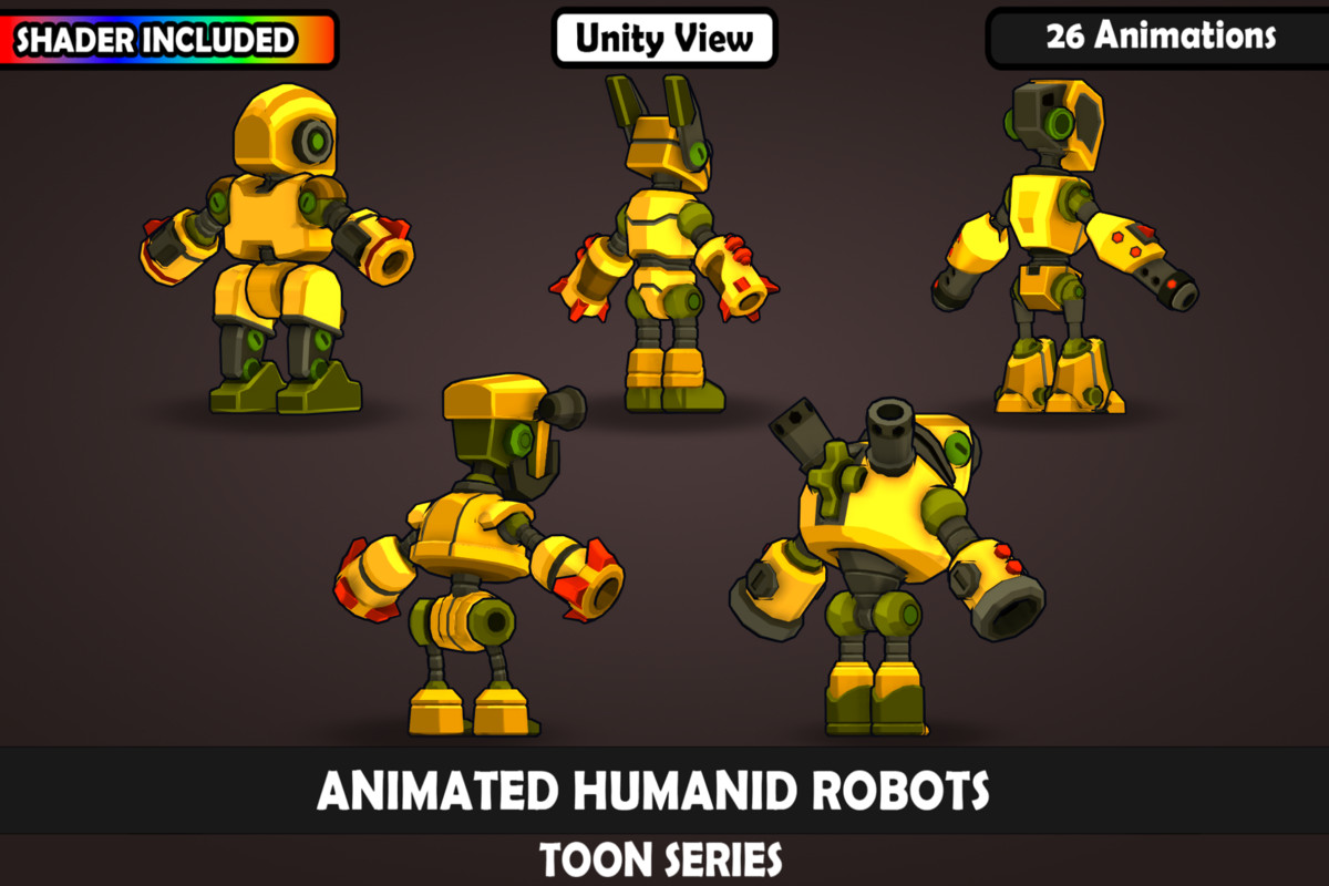 Animated Toon Robot Characters Vol. 2 – 5 Stylized Robots