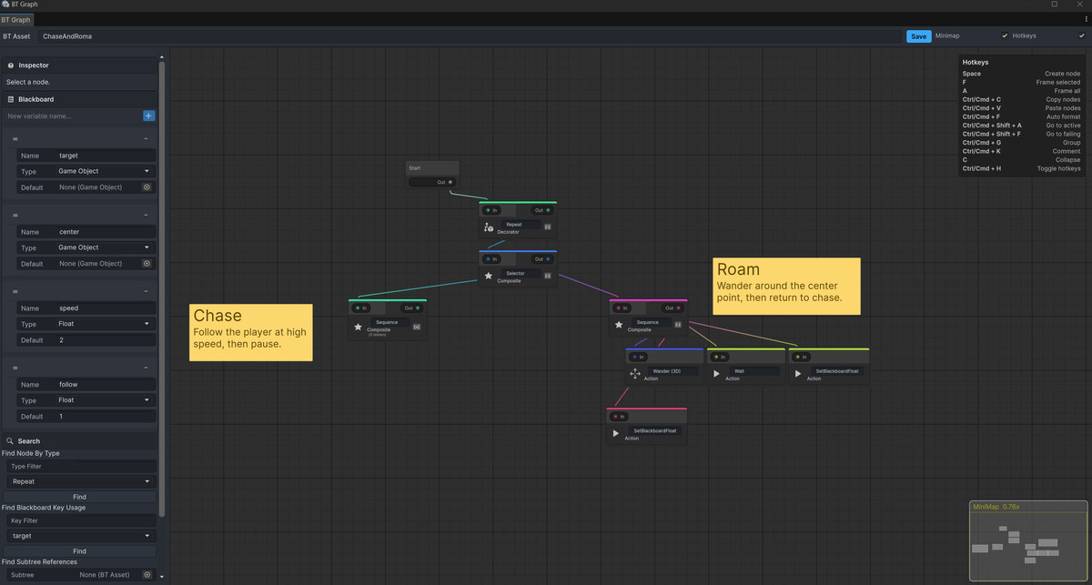 Behavior Tree AI System for Unity – BTGraph Visual Editor