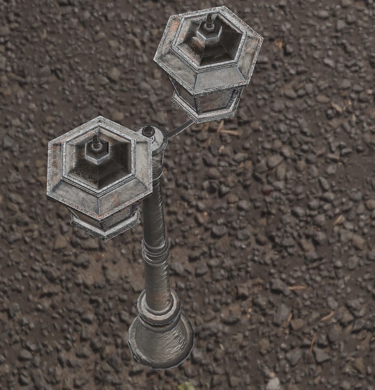 Ornate Double Street Lamp - 4 Texture Variants Pack