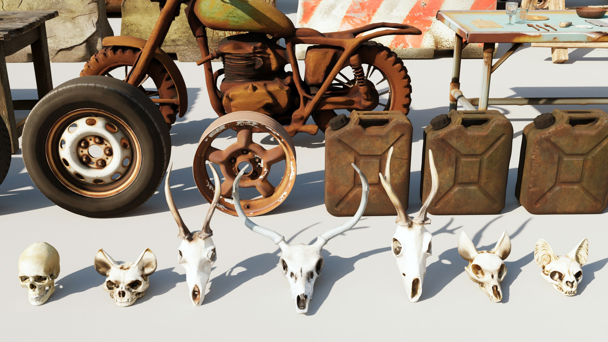 Post-Apocalyptic Survival Urban City Props and Road Signs Pack - 135 3d Models