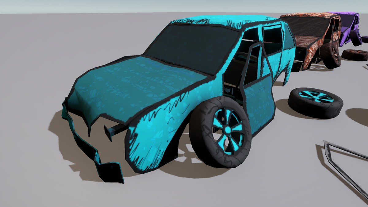 Broken Cars 3D : Hand drawn style