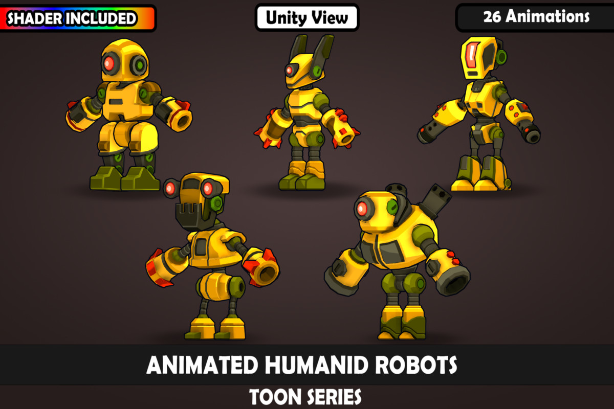 Animated Toon Robot Characters Vol. 2 – 5 Stylized Robots