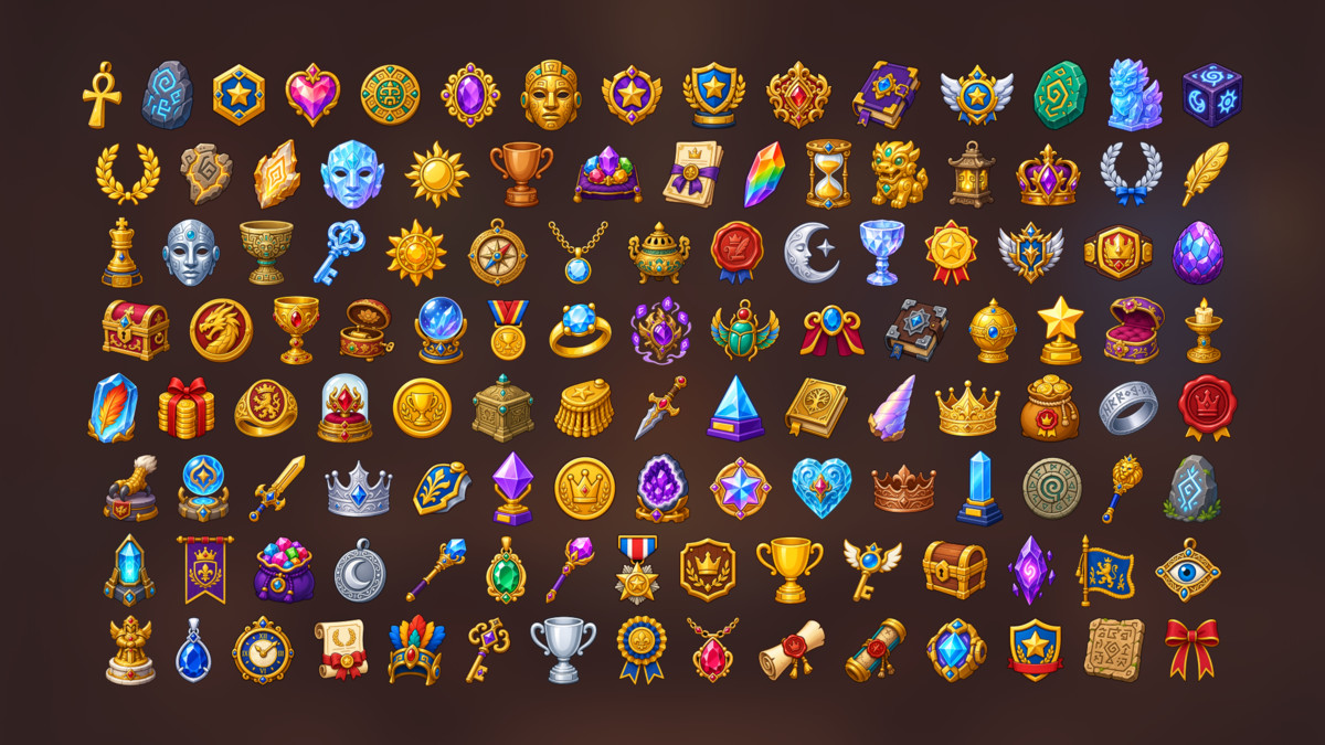 Royal Awards Relics Crowns Gems Prestige Rewards Icons Pack