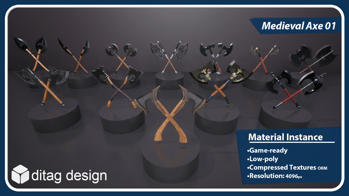 Realistic War Axe Bundle - 4K PBR Weapons