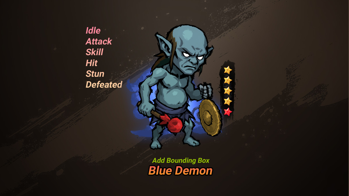 Blue Demon_Spine Animation Character Idle/AFK Turn-base