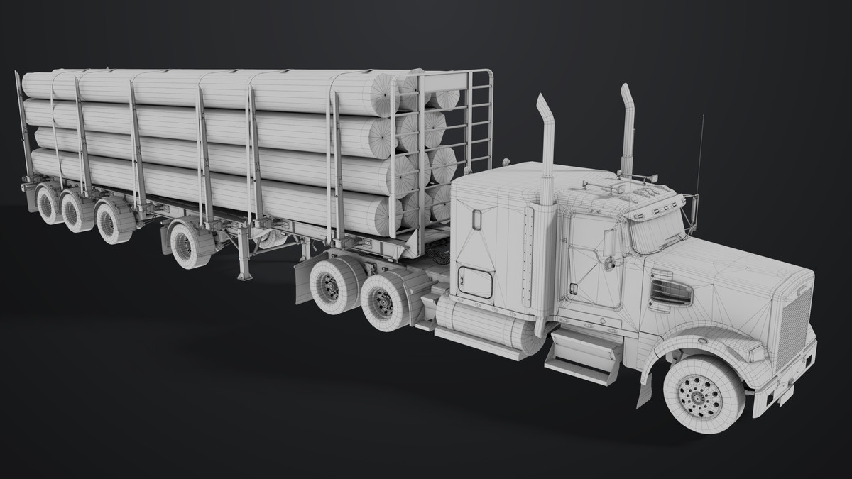 Truck 07 Log Trailer Grey Version URP HDRP Textures
