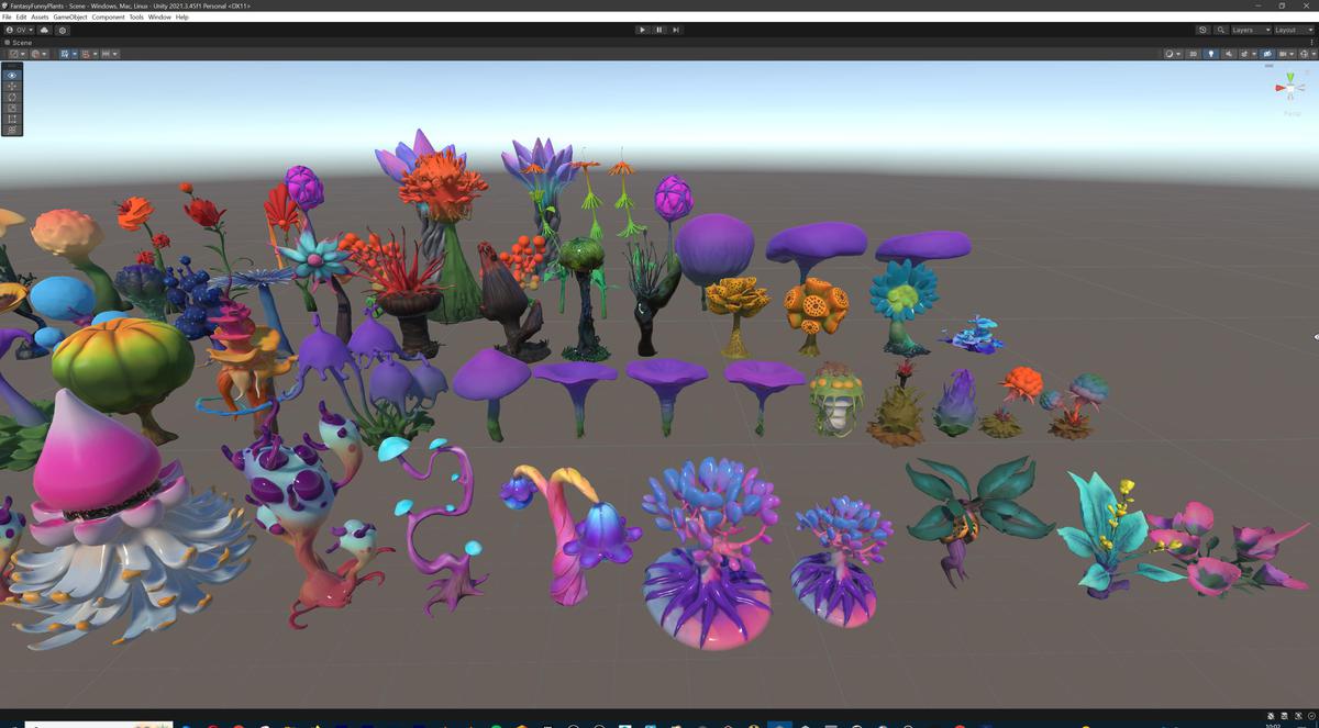 Fantasy Funny Stylized Magical Flora Plants - Low Poly Pack (118 3d models)