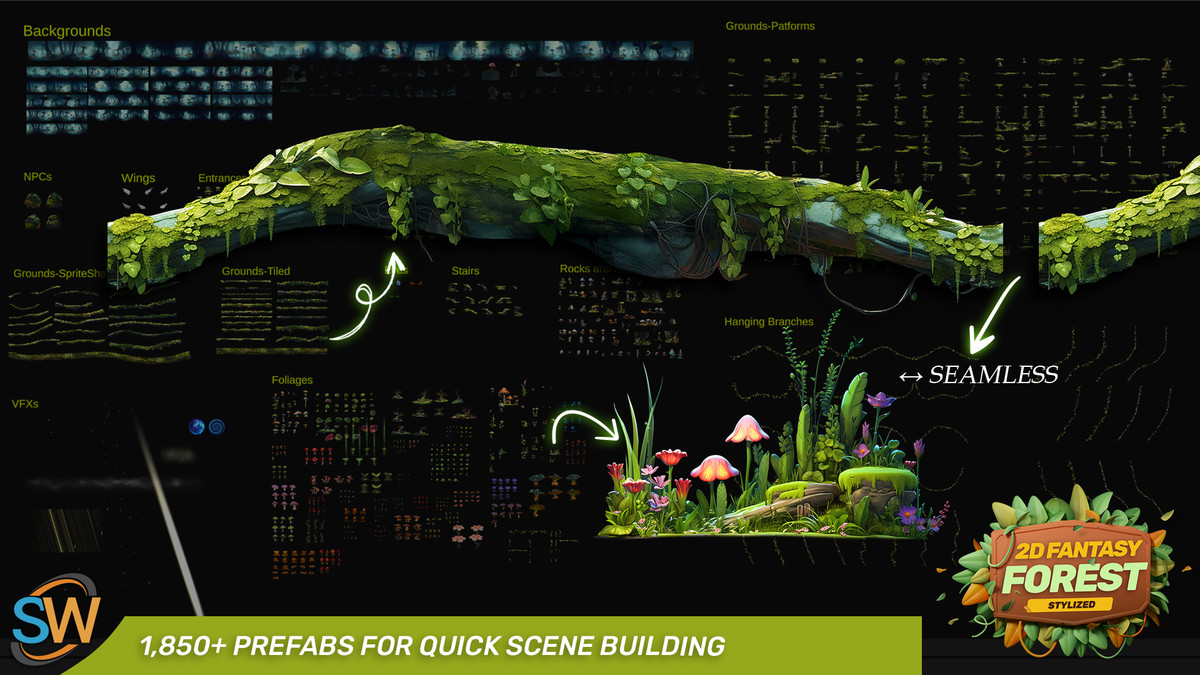 Stylized Fantasy Forest – 2D Environment Pack (Vol. 1)