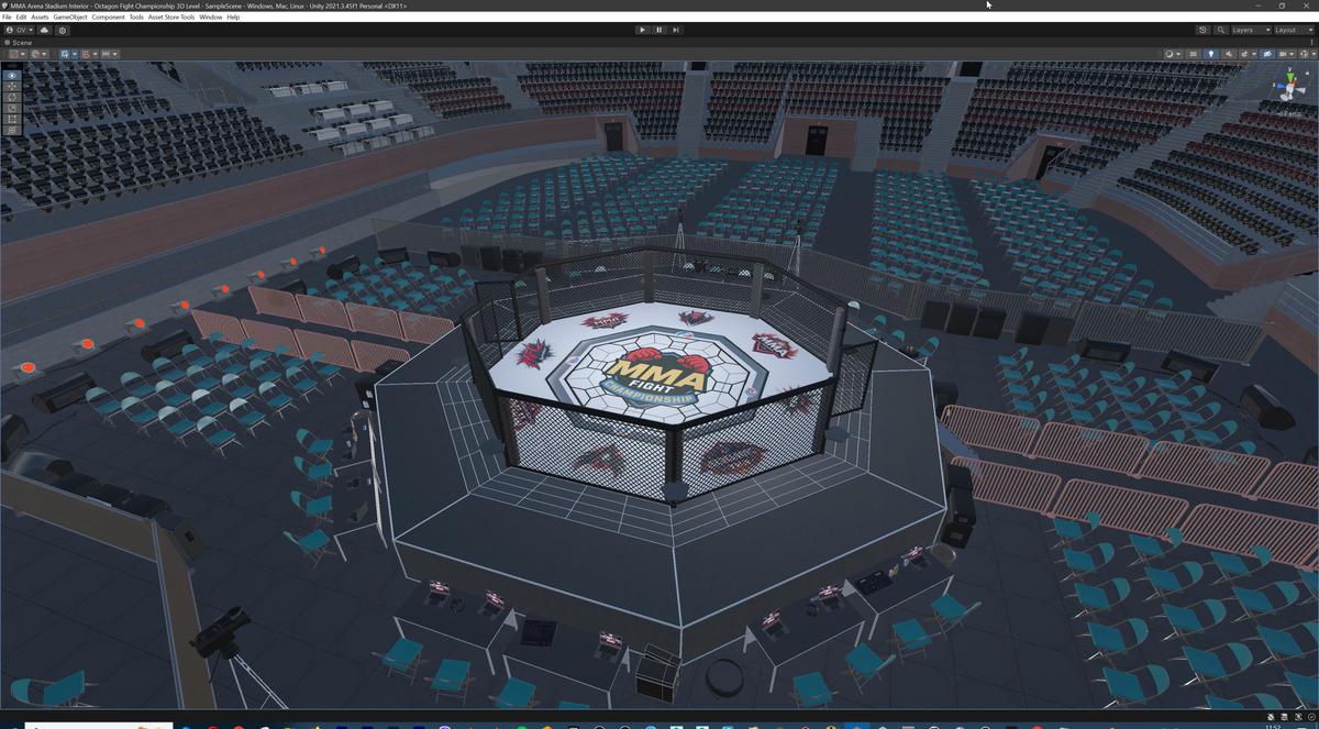 MMA Arena Stadium Interior - Octagon Fight Championship Nodular 3D Level
