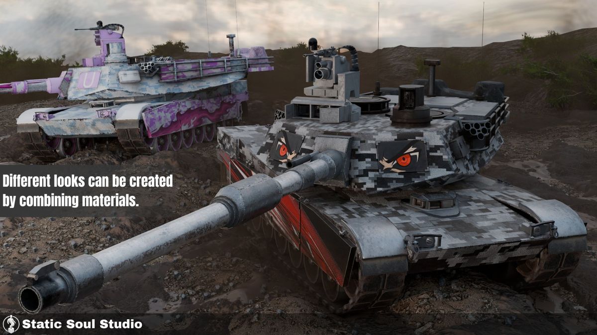 M1A2 Abrams Battle Tank Pack ( 8 Skin Design , Customizable Pieces , Optimized )