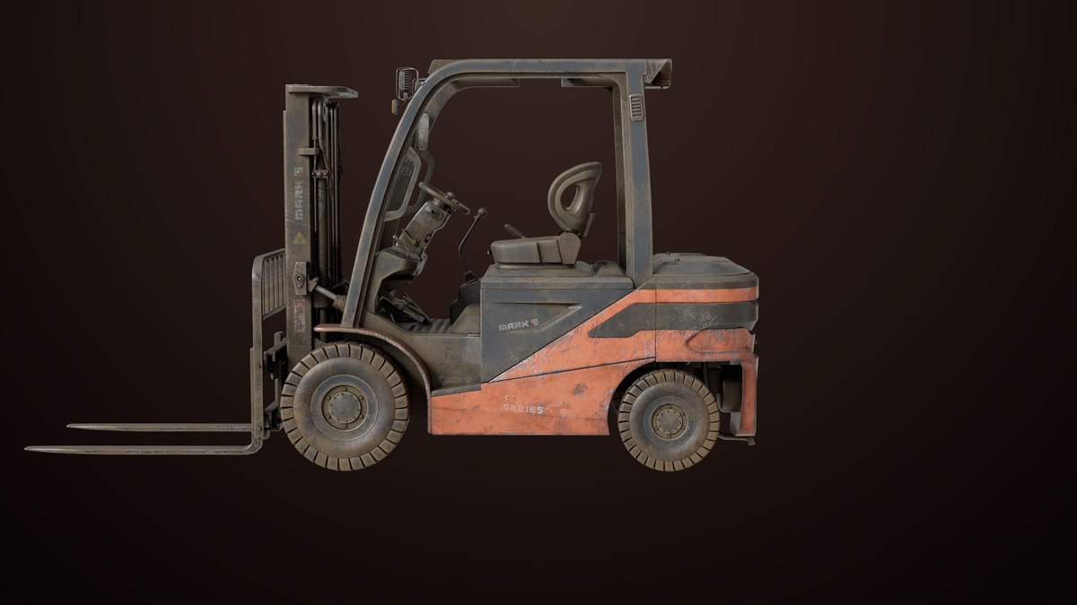 Old Dusty Forklift Truck03 Orange URP HDRP Textures