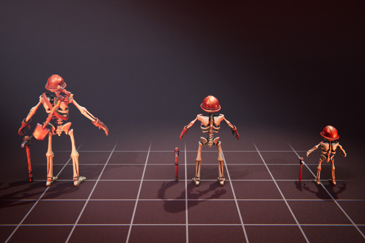 Miner Skeleton - 3 Characters + Animations