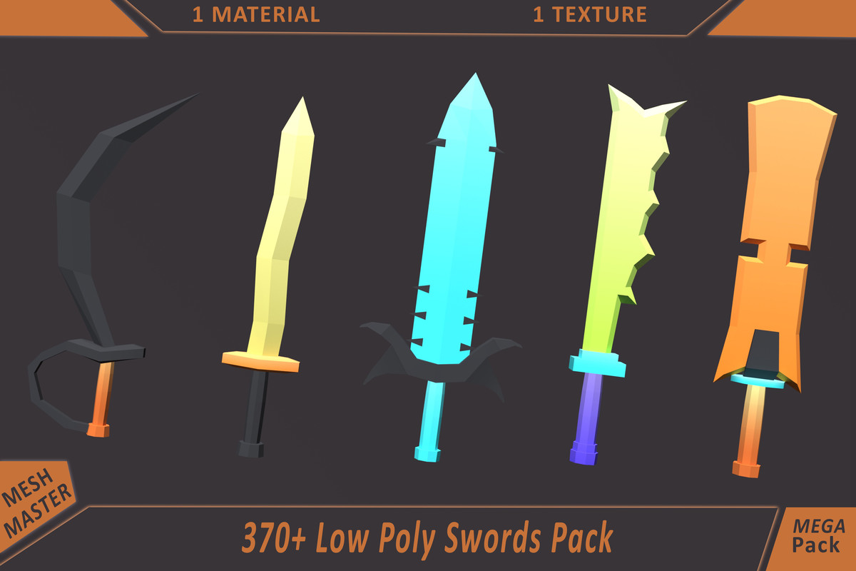 Low Poly Sword Library – 370+ Models